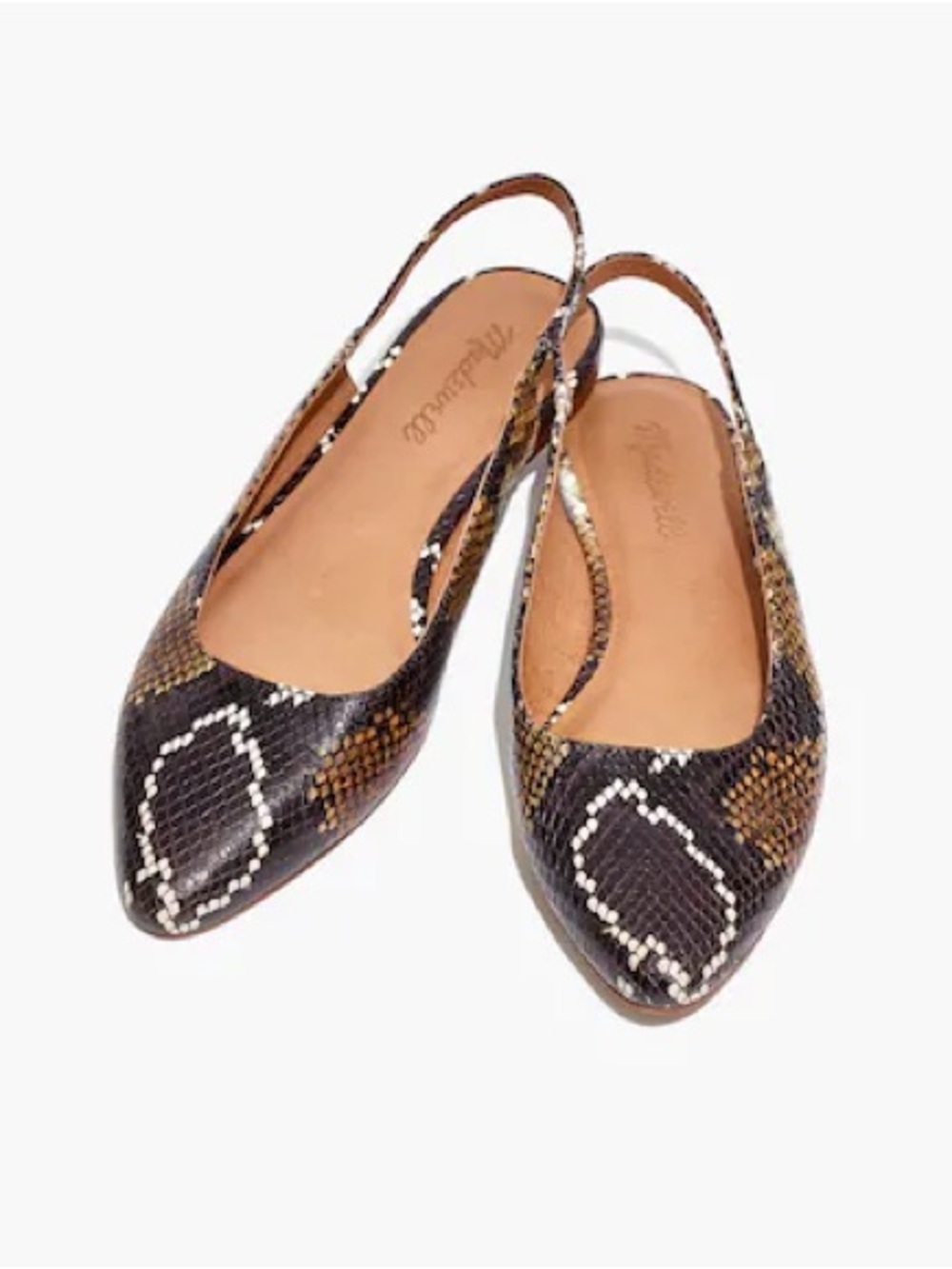 Madewell Snake-Print Margot Slingback Flats - Brown & Black